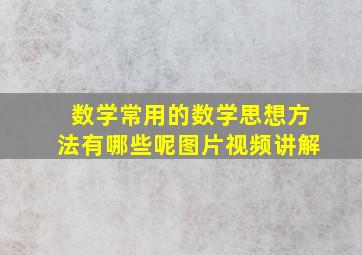 数学常用的数学思想方法有哪些呢图片视频讲解