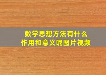 数学思想方法有什么作用和意义呢图片视频