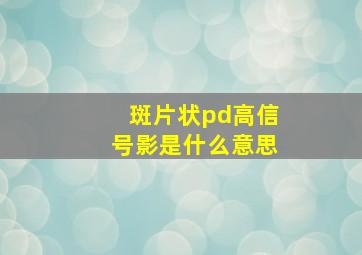 斑片状pd高信号影是什么意思