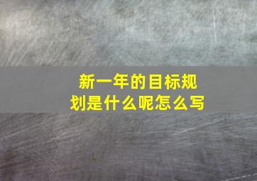 新一年的目标规划是什么呢怎么写