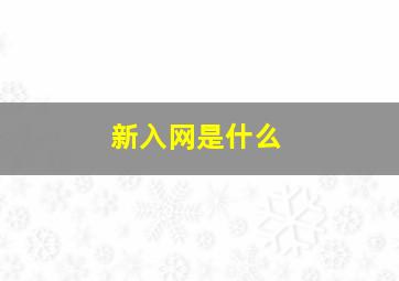 新入网是什么