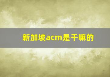 新加坡acm是干嘛的