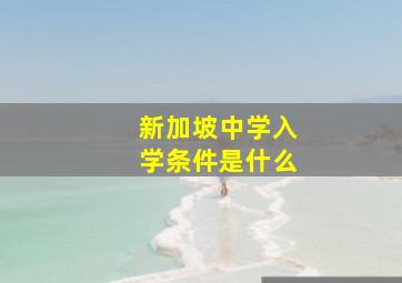 新加坡中学入学条件是什么