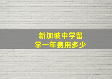 新加坡中学留学一年费用多少