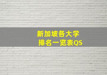 新加坡各大学排名一览表QS