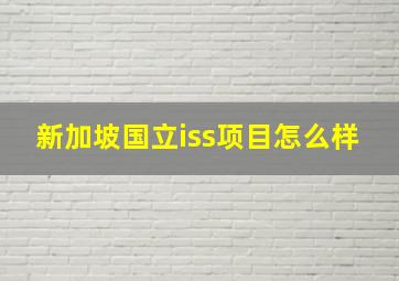 新加坡国立iss项目怎么样