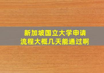 新加坡国立大学申请流程大概几天能通过啊