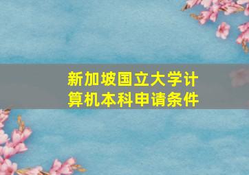 新加坡国立大学计算机本科申请条件