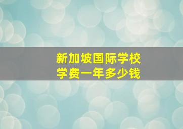 新加坡国际学校学费一年多少钱