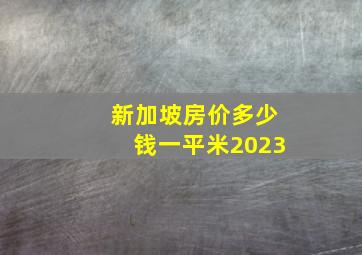 新加坡房价多少钱一平米2023