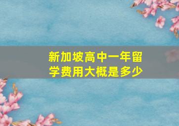 新加坡高中一年留学费用大概是多少