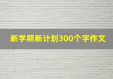 新学期新计划300个字作文