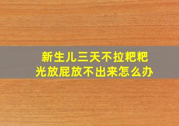 新生儿三天不拉粑粑光放屁放不出来怎么办