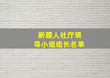 新疆人社厅领导小组组长名单