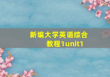 新编大学英语综合教程1unit1