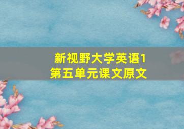 新视野大学英语1第五单元课文原文