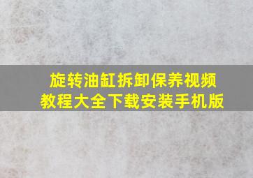 旋转油缸拆卸保养视频教程大全下载安装手机版