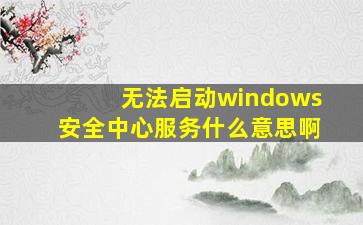 无法启动windows安全中心服务什么意思啊