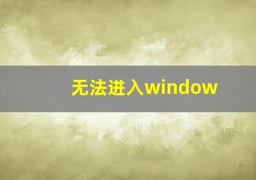 无法进入window