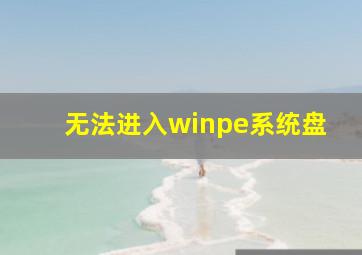 无法进入winpe系统盘