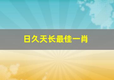 日久天长最佳一肖