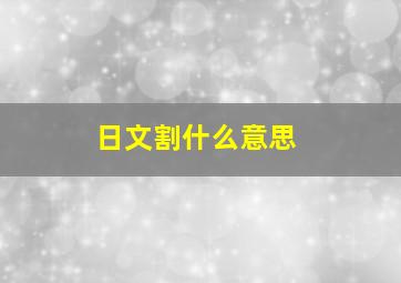 日文割什么意思