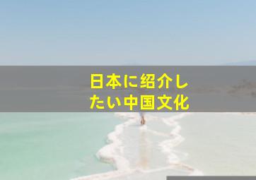 日本に绍介したい中国文化