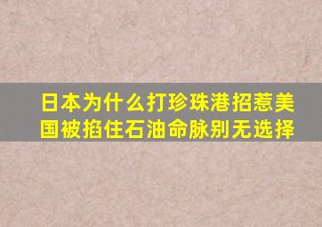 日本为什么打珍珠港招惹美国被掐住石油命脉别无选择