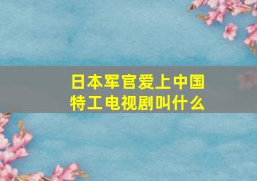 日本军官爱上中国特工电视剧叫什么