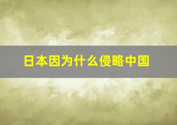 日本因为什么侵略中国