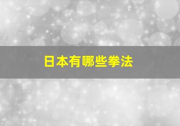 日本有哪些拳法