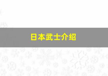 日本武士介绍