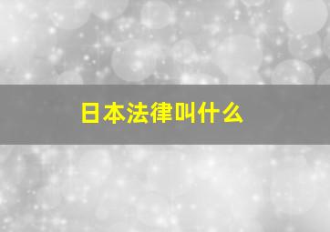 日本法律叫什么