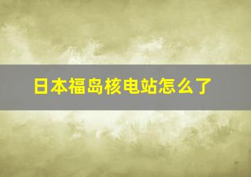 日本福岛核电站怎么了