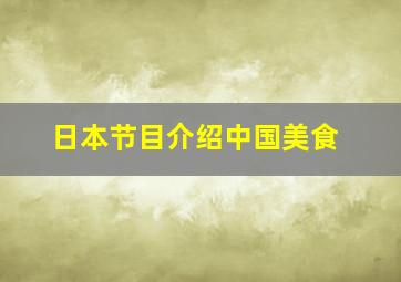 日本节目介绍中国美食