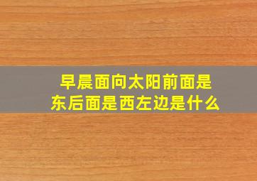 早晨面向太阳前面是东后面是西左边是什么