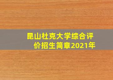 昆山杜克大学综合评价招生简章2021年