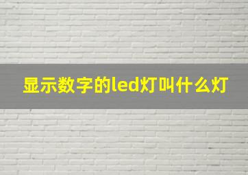 显示数字的led灯叫什么灯