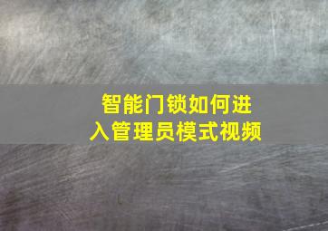 智能门锁如何进入管理员模式视频