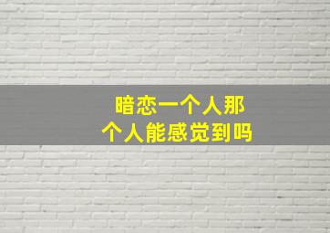 暗恋一个人那个人能感觉到吗