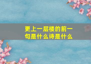 更上一层楼的前一句是什么诗是什么