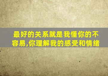 最好的关系就是我懂你的不容易,你理解我的感受和情绪