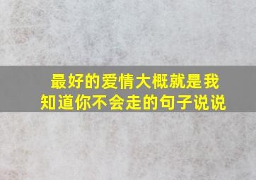 最好的爱情大概就是我知道你不会走的句子说说