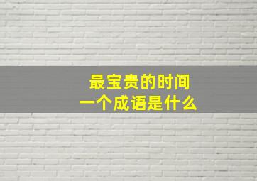 最宝贵的时间一个成语是什么