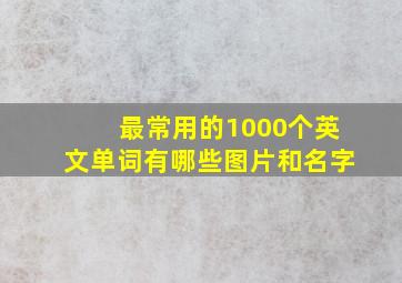 最常用的1000个英文单词有哪些图片和名字