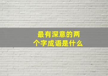 最有深意的两个字成语是什么