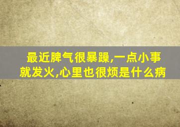 最近脾气很暴躁,一点小事就发火,心里也很烦是什么病