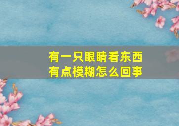 有一只眼睛看东西有点模糊怎么回事