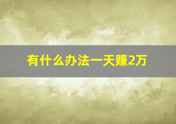 有什么办法一天赚2万