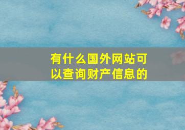 有什么国外网站可以查询财产信息的